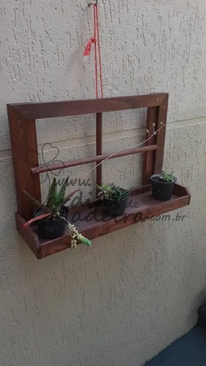 Floreira de madeira tipo janelinha suporte para flores jardim sku5