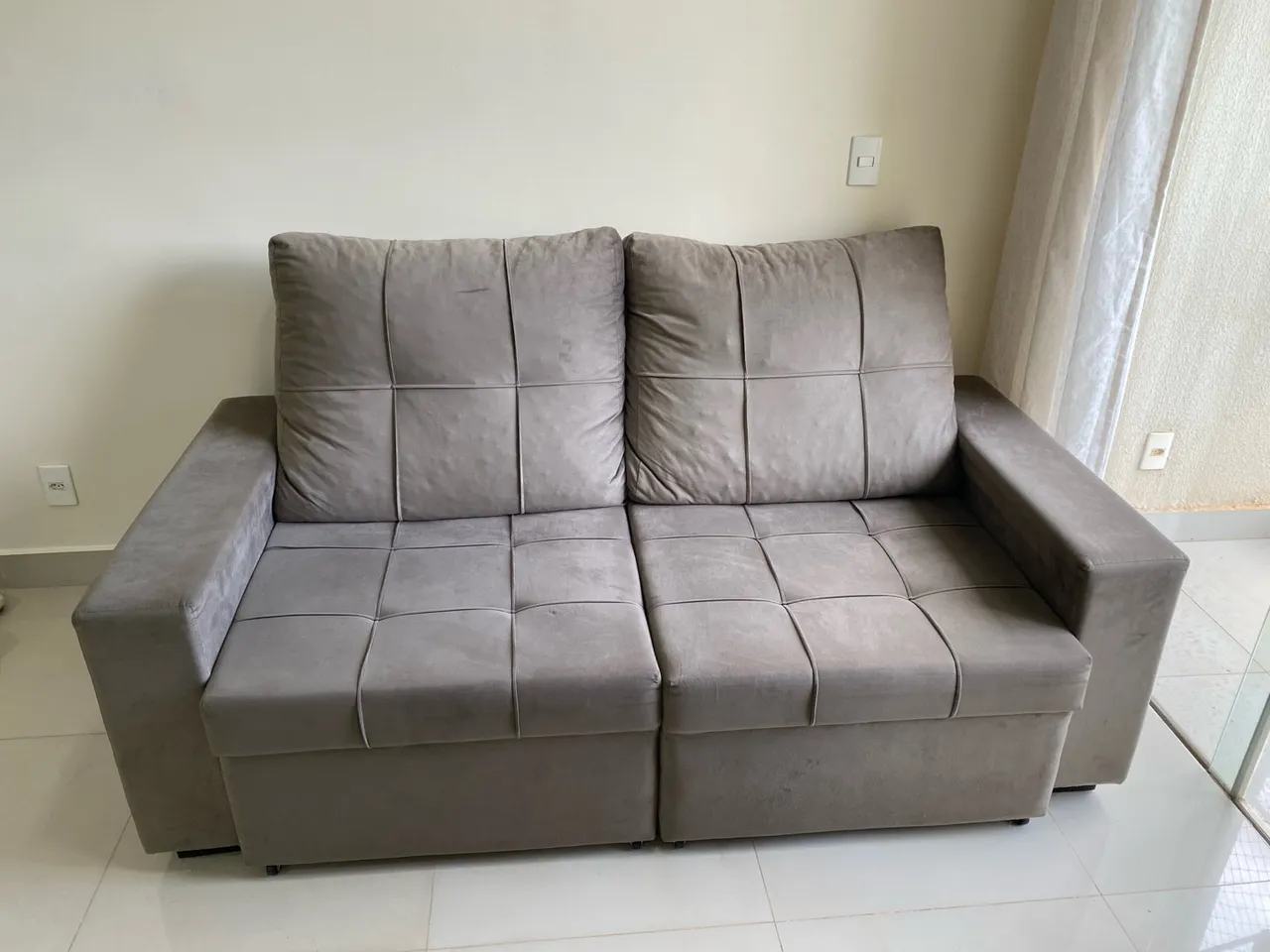 Sofá retrátil 2 lugares cinza