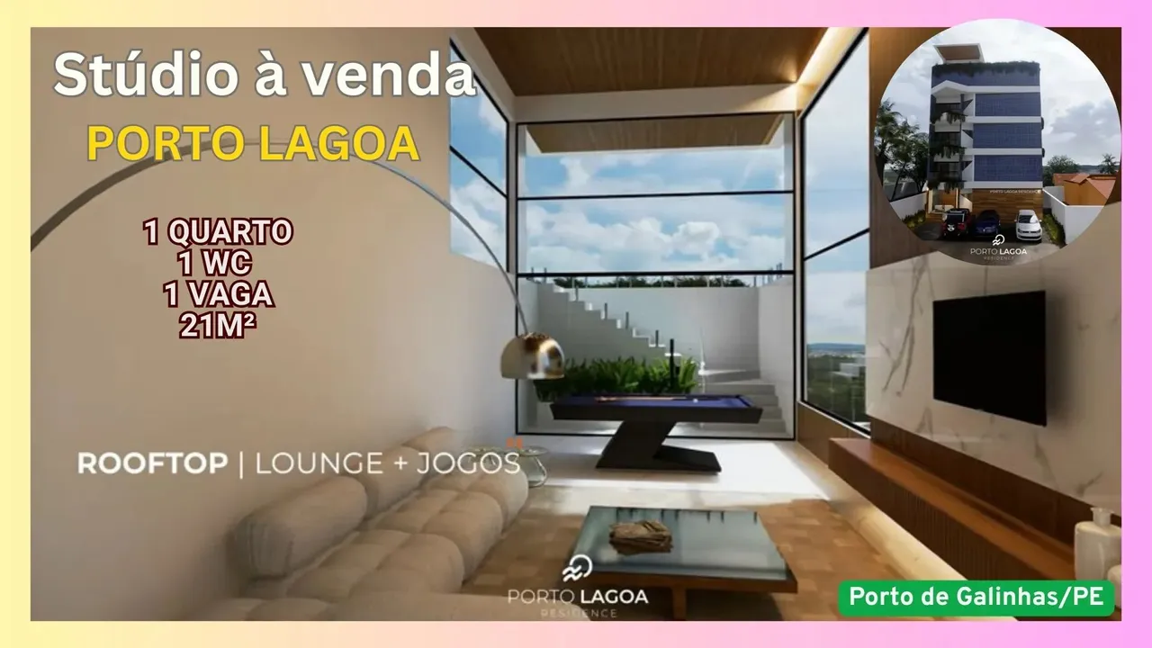 Studio à venda no Porto Lagoa em Porto de Galinhas - Ipojuca/PE 1 quarto 1 wc 1 vaga 21m²