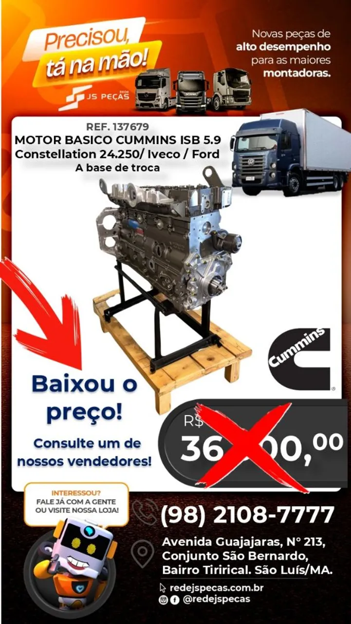 Motor Cummins ISB 5.9 Constellation 24.250 - Base de troca