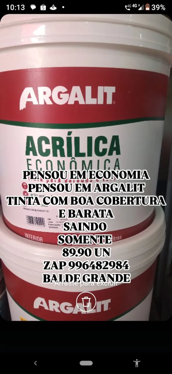 Tinta Acrílica Econômica Argalit - Balde Grande