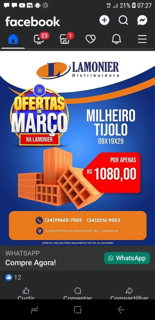Tijolos direto da fábrica