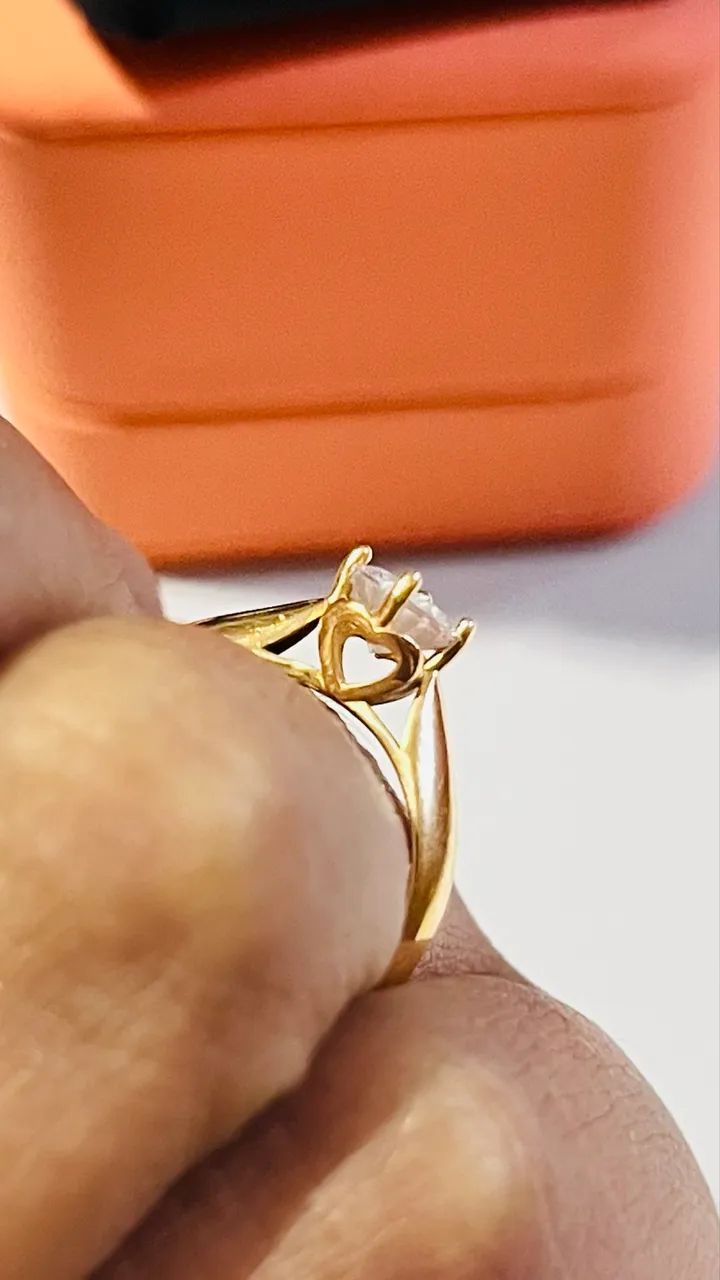 Anel solitário de coração ouro 18k  - Foto 5