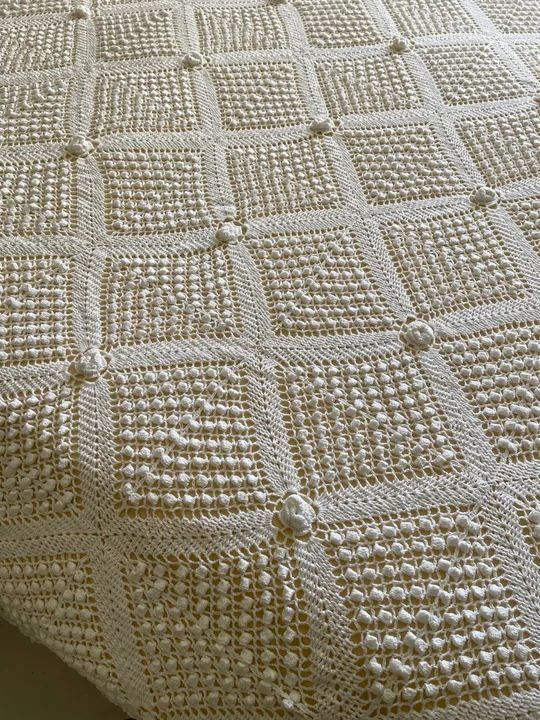 Colcha de Cama em Crochê - Branca - Foto 5