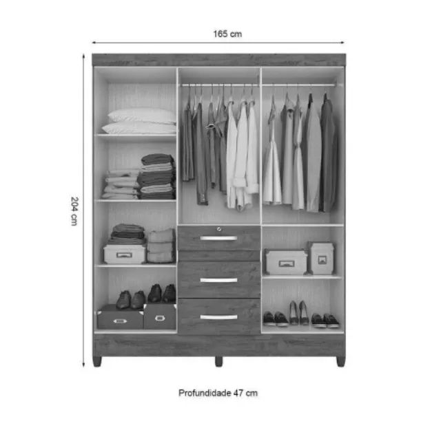 Guarda Roupa 6 Portas 3 Gavetas com Espelho Novo fazemos entrega - Foto 2
