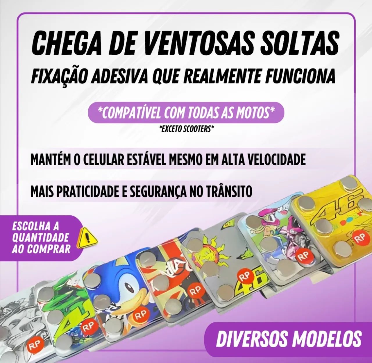 SUPORTE CELULAR MAGNÉTICO 6 IMÃ PARA MOTO