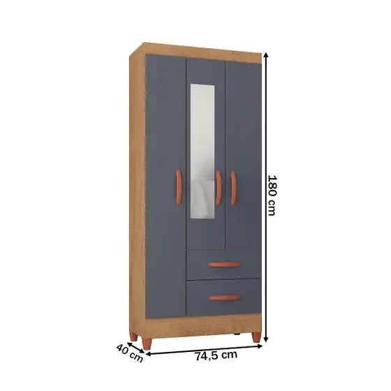 Guarda Roupa 3 Portas 2 Gavetas com Espelho Novo entregamos - Foto 3