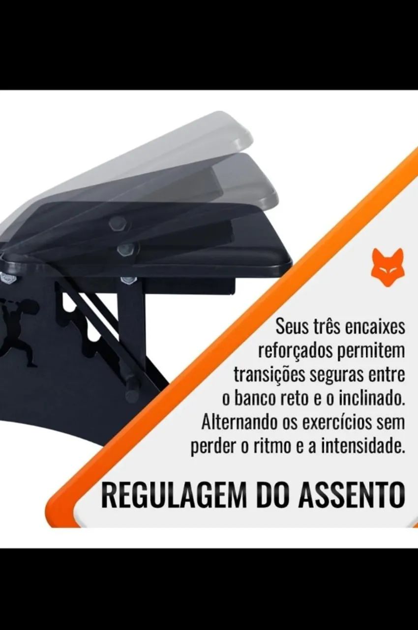 Banco Regulável Preto semi profissional, 6 posições, Pronta entrega!! - Foto 5