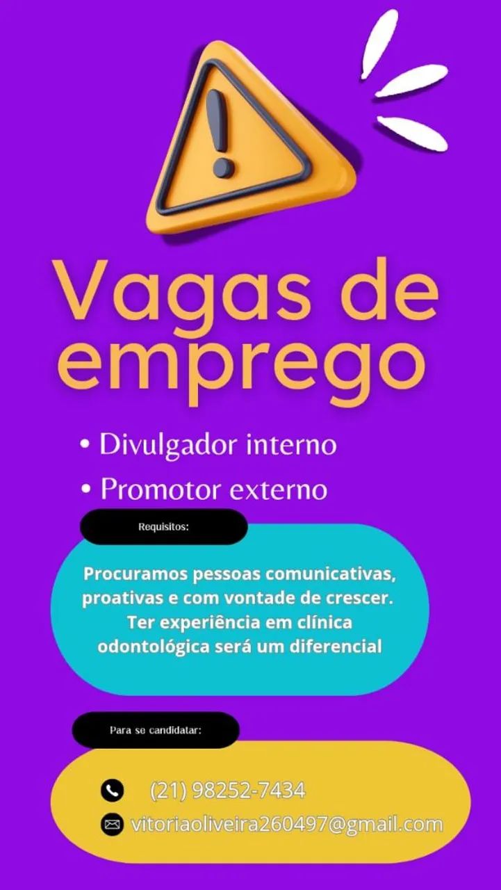 Vaga de trabalho, início imediato 
