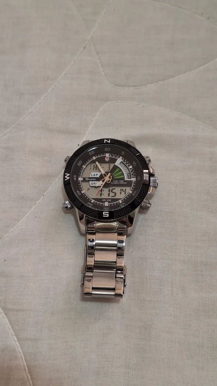 Shark 47mm Dual Time Digital e Analógico - Relógio Gringo
