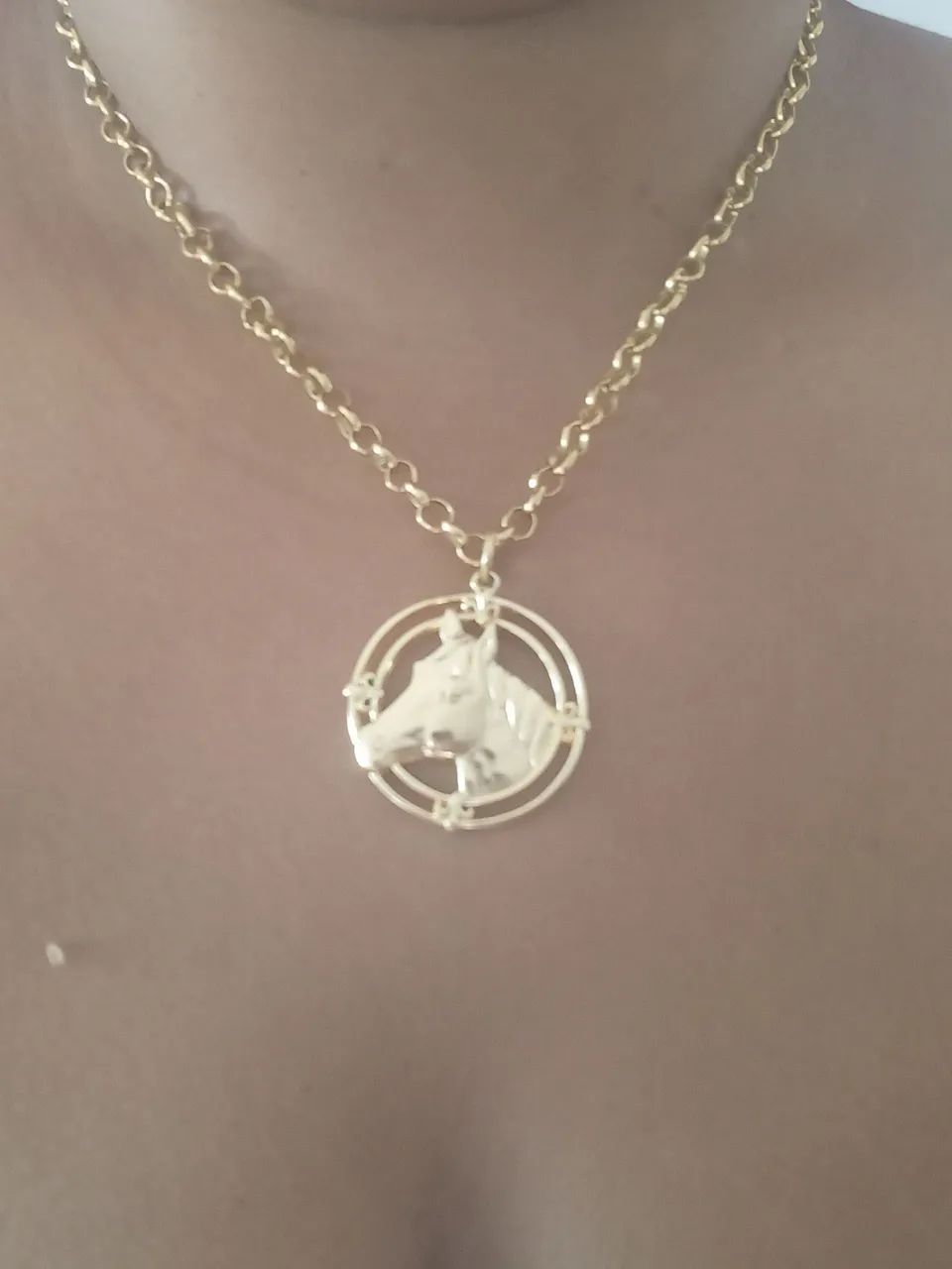 Colar de corrente com pingente de cavalo 