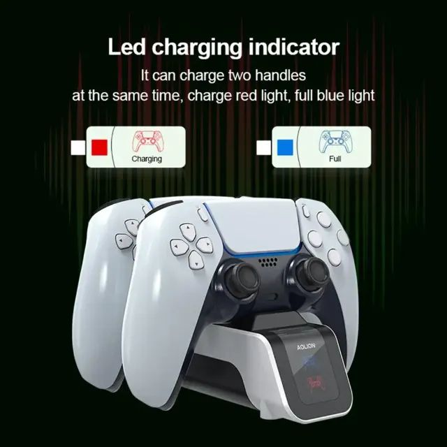 Carregador Duplo Aolion para Controle de Playstation 5 - USB Tipo-C com Indicador LED - Foto 2