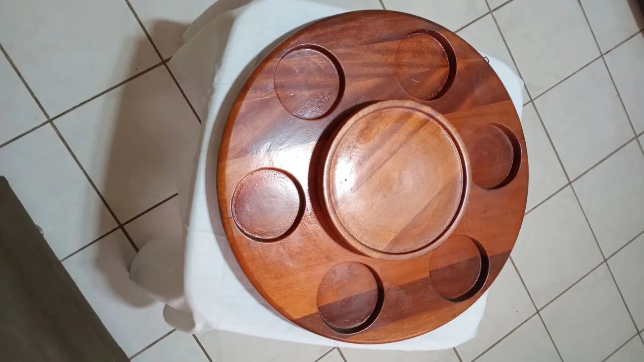 Bandeja/Porta-Copos de Madeira para Servir