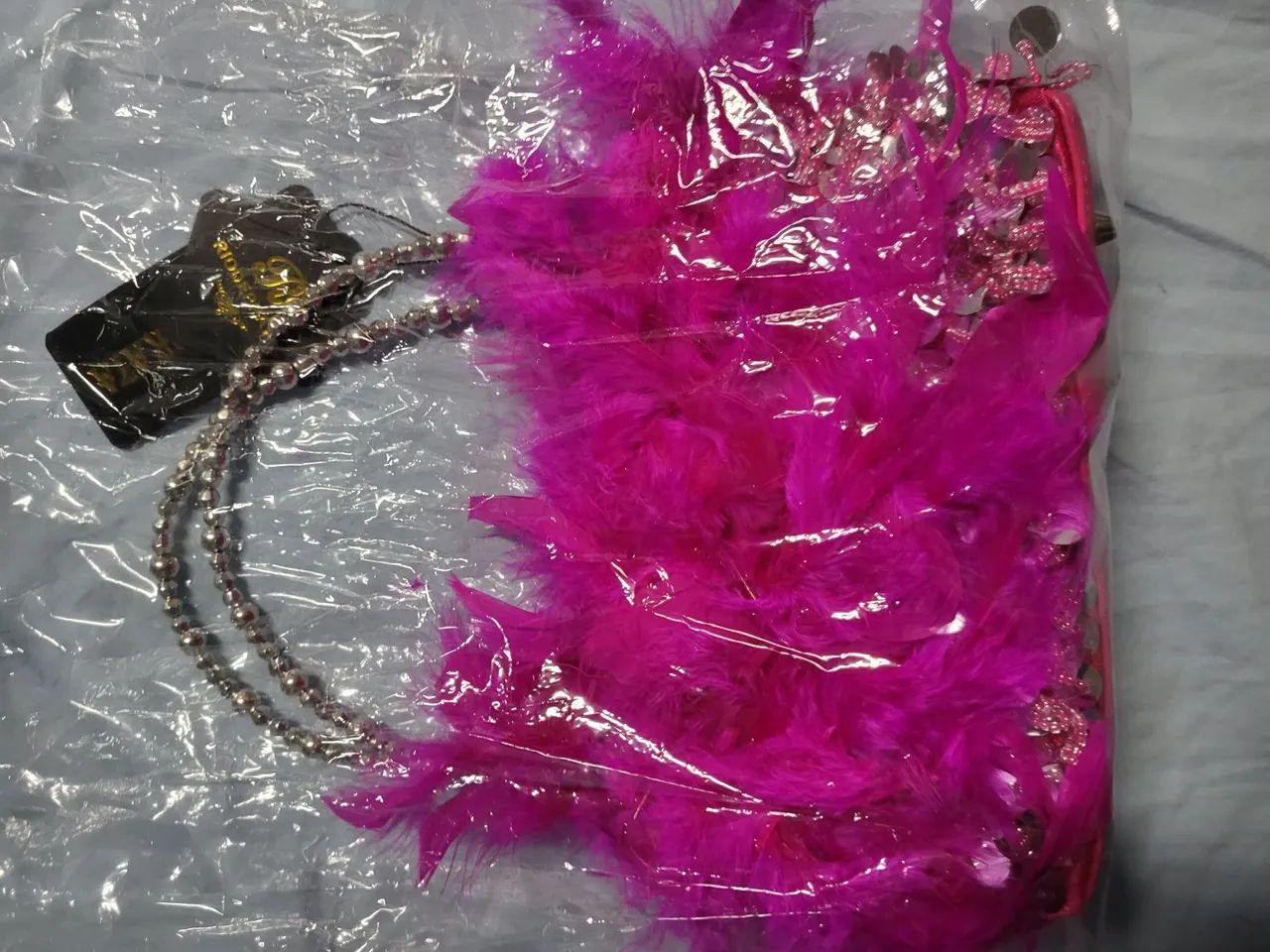 Bolsa Pink plumas Alça Corrente. - Foto 4