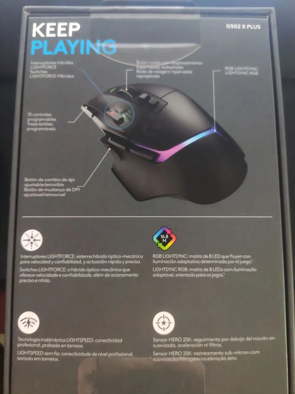 Logitech Roxo Mouse Mouse Gamer Logitech G502 X Plus LIGHTSPEED RGB - Periféricos e ...