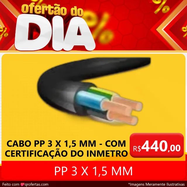 CABO 3 VIAS POR 1,5 MM PP - CABO PP 3 X 1,5 MM ANTI CHAMAS  - Foto 2
