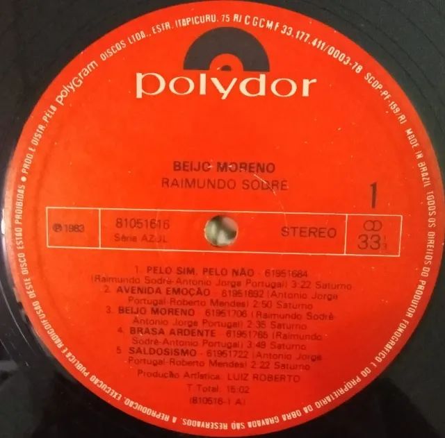 LP-Disco vinil-Raimundo Sodré-Beijo Moreno-Ano 1983 - Foto 4