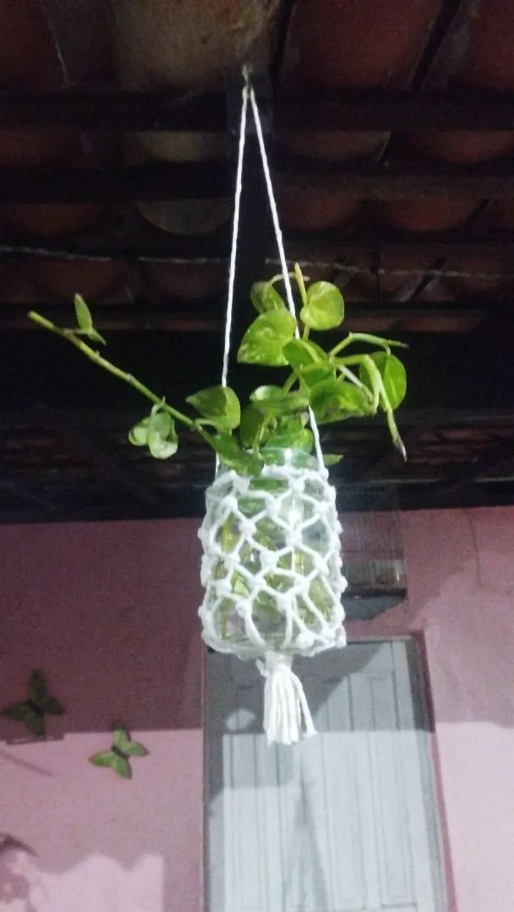 Suporte de macramê para vaso de planta - Foto 2