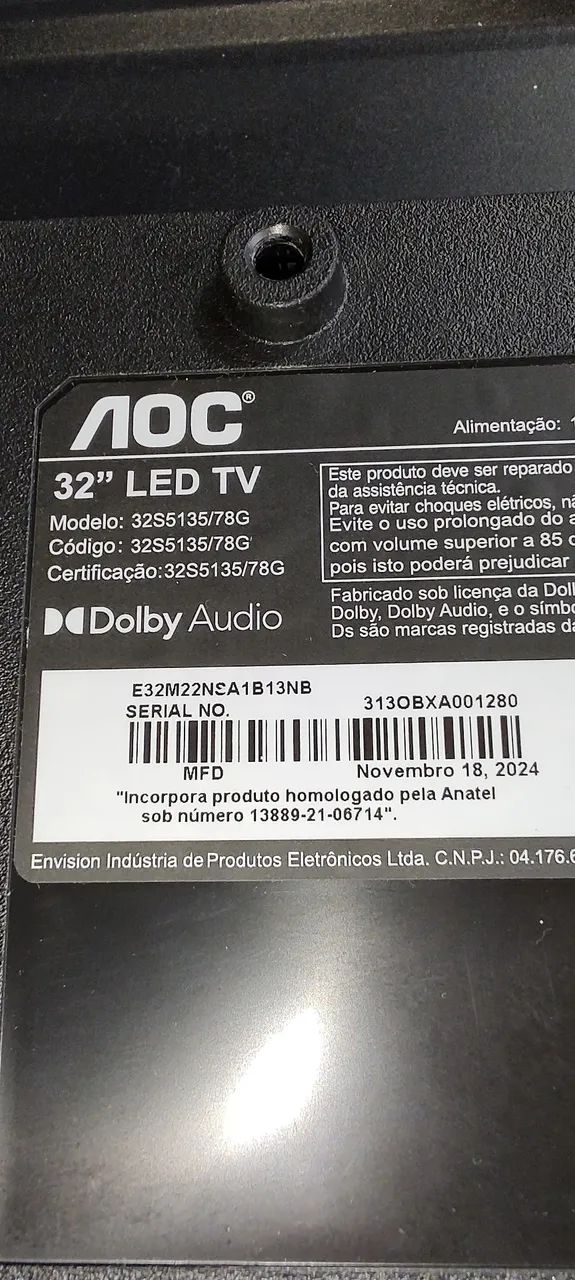 Placa Principal tv aoc 32s5135/78 quase nova - Foto 5