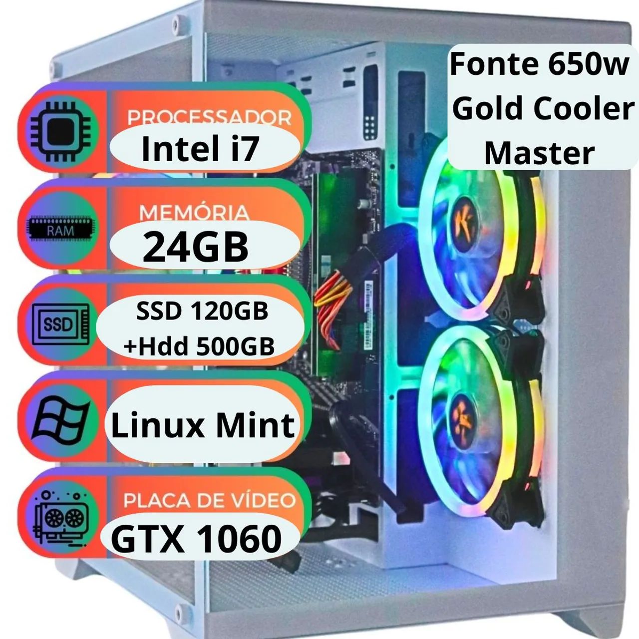 PC Gamer i7/ 1060 / 24GB /Cooler Master650w