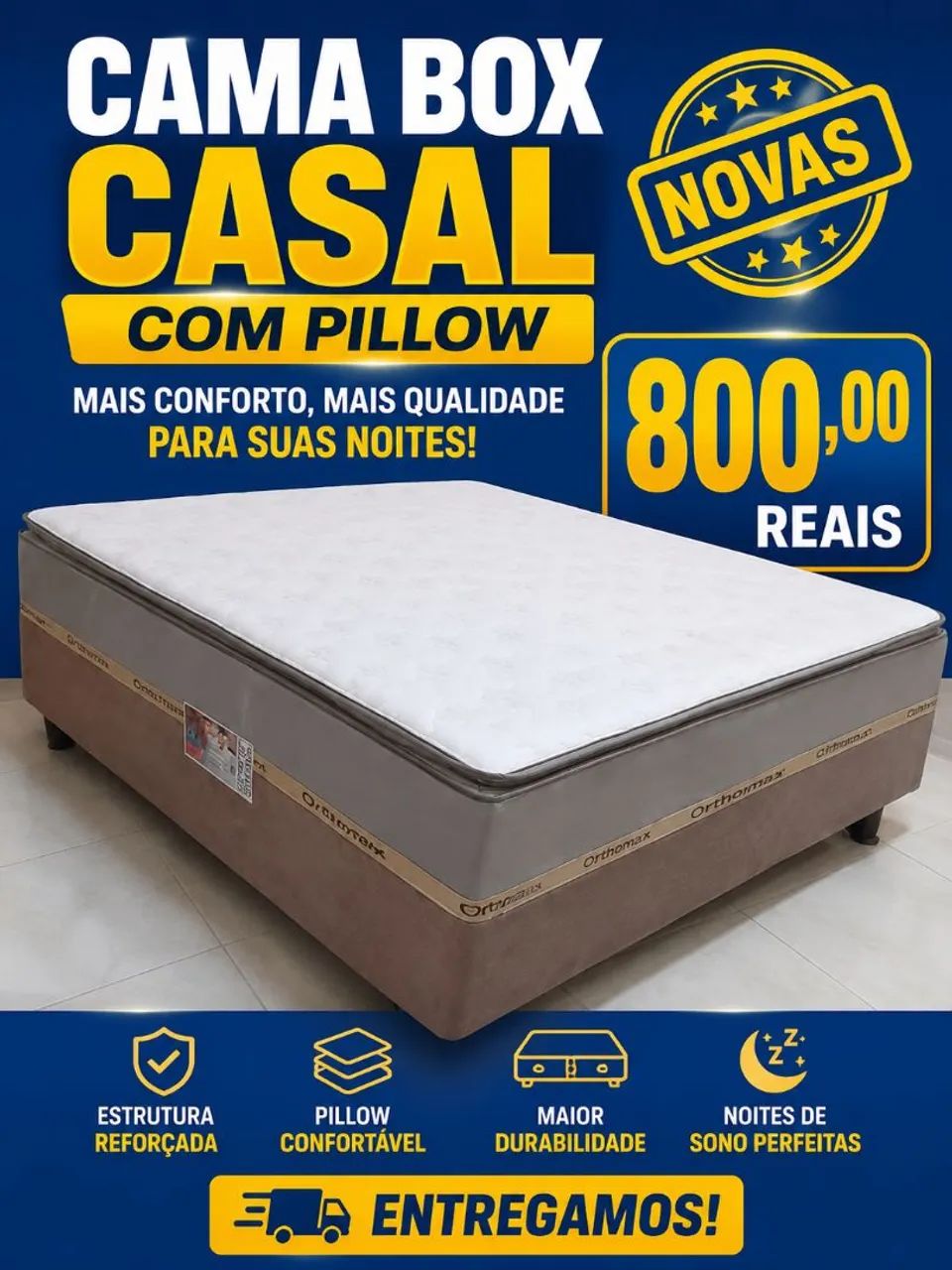 CAMAS BOX CASAL COM PILLOW 
