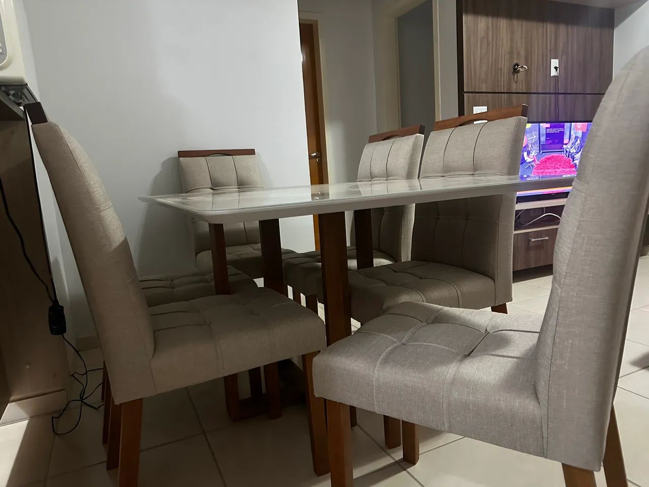 Mesa de Jantar Pedro 160x80 Com 6 Cadeiras 100% Madeira