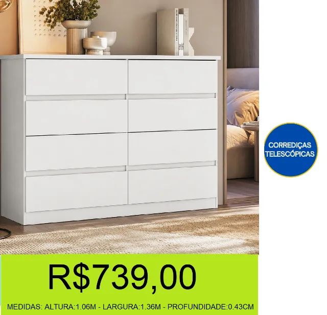 comoda - roma - 8 gavetas - compre e retire hoje mesmo 