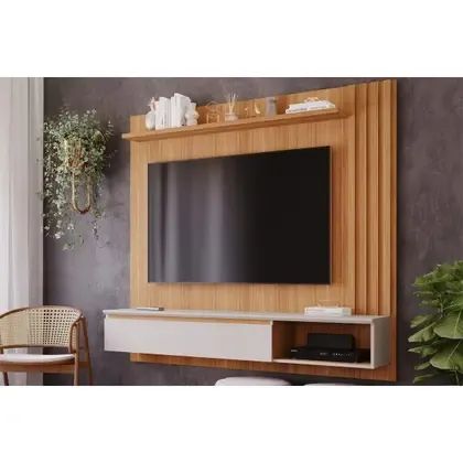 Painel Panamá p/ TV de até 60 Polegadas c/ Nicho Nature/Off White e Prateleira - Permóbili - Foto 2