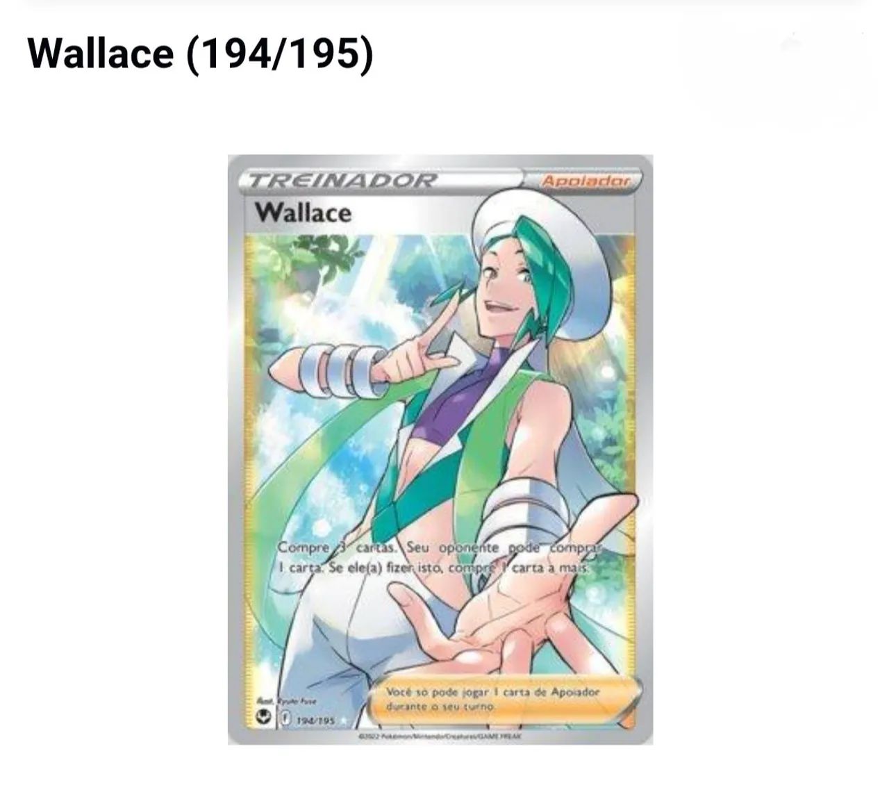 Wallace (194/195) Pokémon, vem com 15 sleves de brinde.
