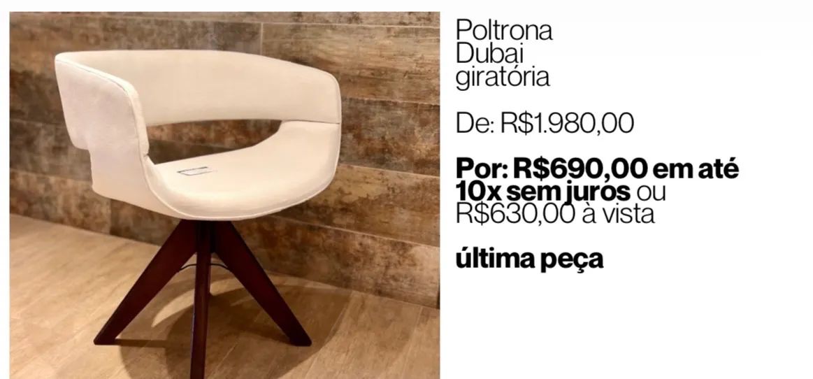 Poltrona giratória tecido linho 