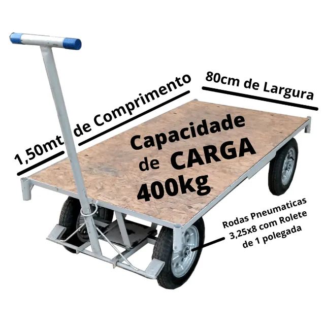 Carro Carrinho de Carga Prancha Plataforma 400kg - Foto 2