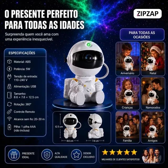 Mini Projetor Galáxia Astronauta Led Luminária Noturna - Foto 2