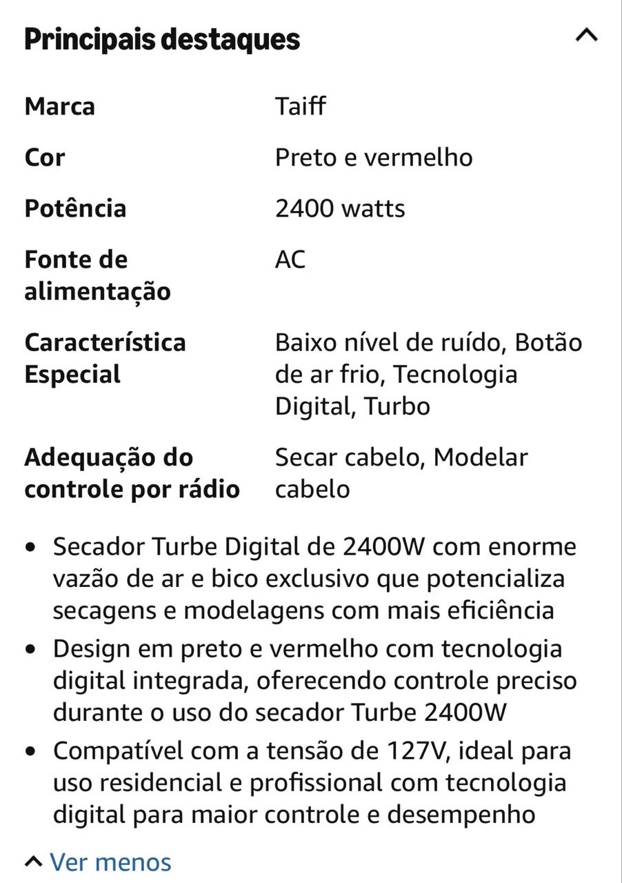 Vendo Secador Taiff Turbo Digital Novo - Foto 2