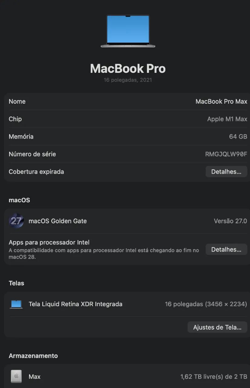 Macbook Pro M1 Max. Ssd 2 Tera. Mem. 64 Gb. Até 18 x - Foto 2