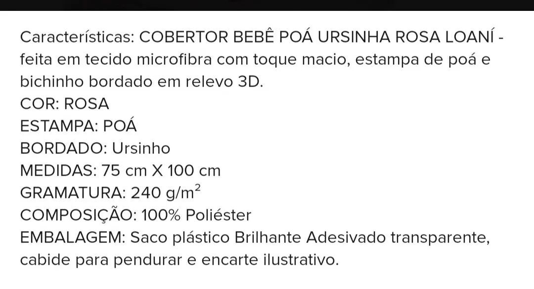 Cobertor Bebê Menina - Novo  - Foto 4