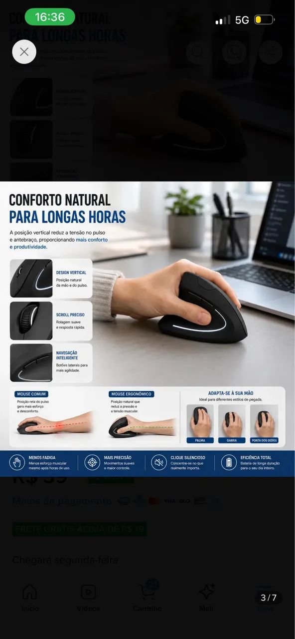 Mouse ergonômico  - Foto 2