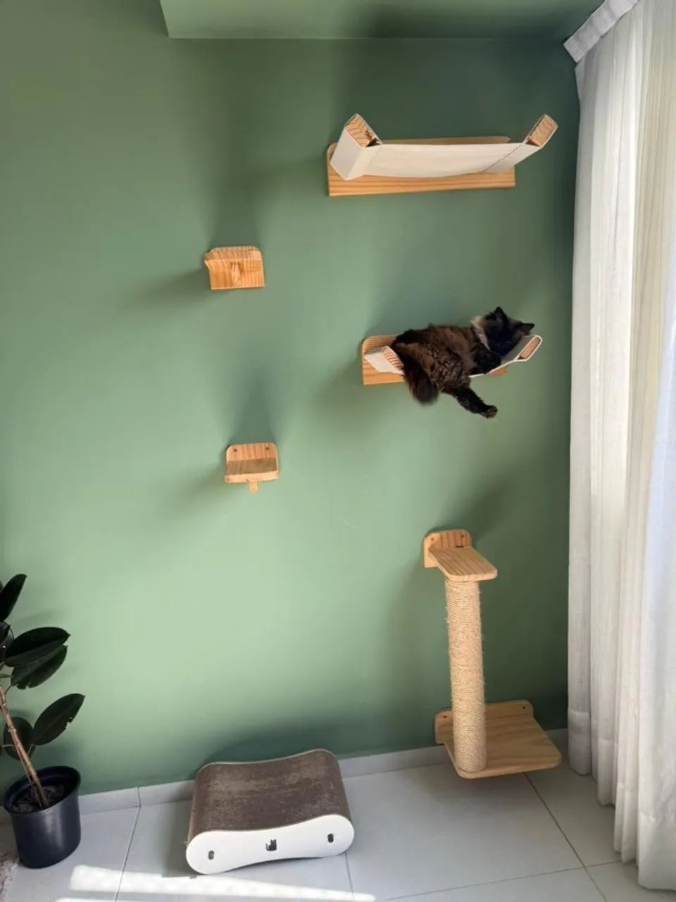 Playground para GATOS de MADEIRA. Arranhadores, Redes, casinha e ponte. CATBOSS - Foto 3