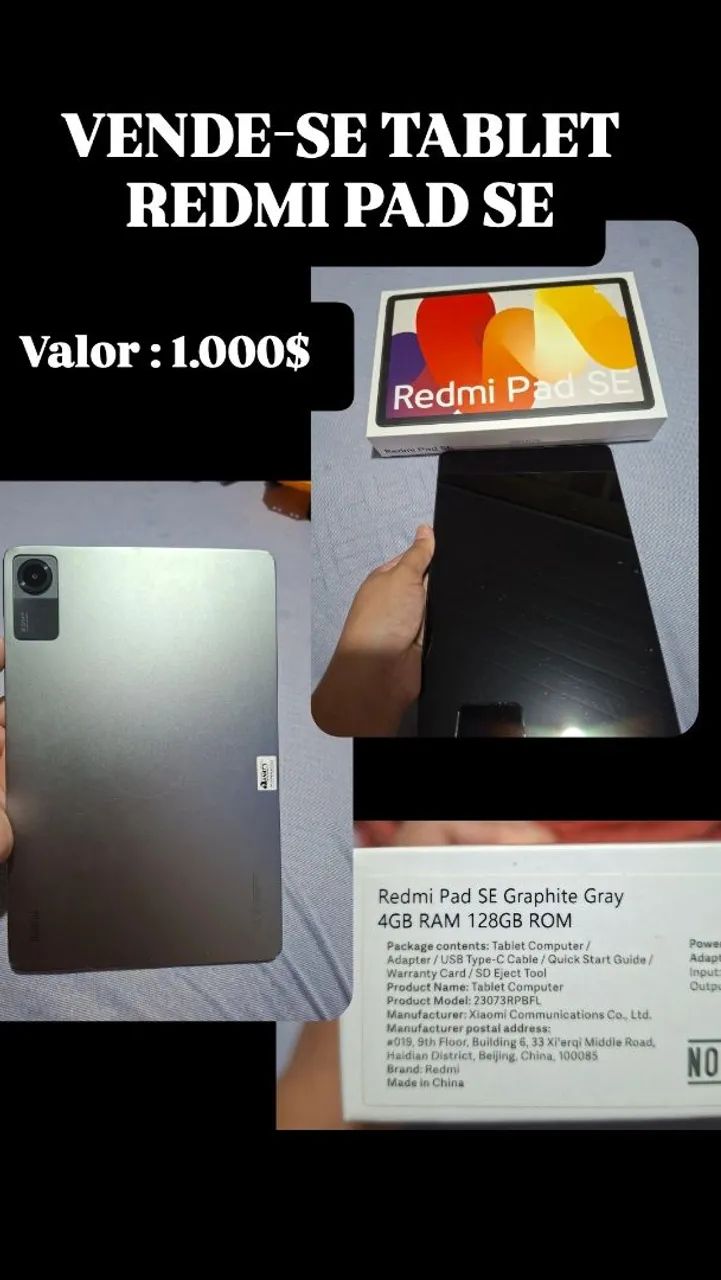 Vende-se tablet redmi pad se, bem conservado!