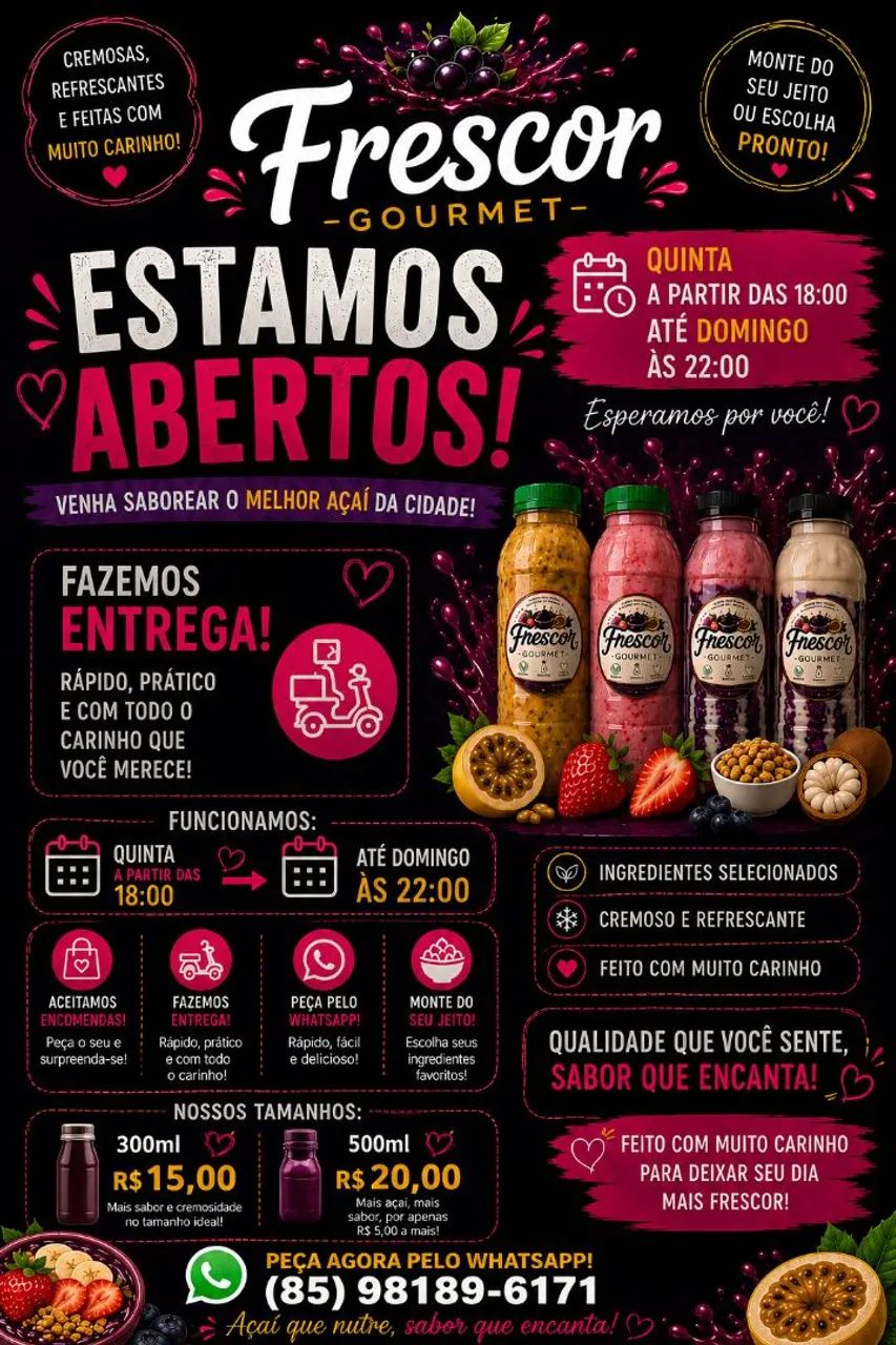 Garrafinhas gourmet, açaí na garrafa. - Foto 2