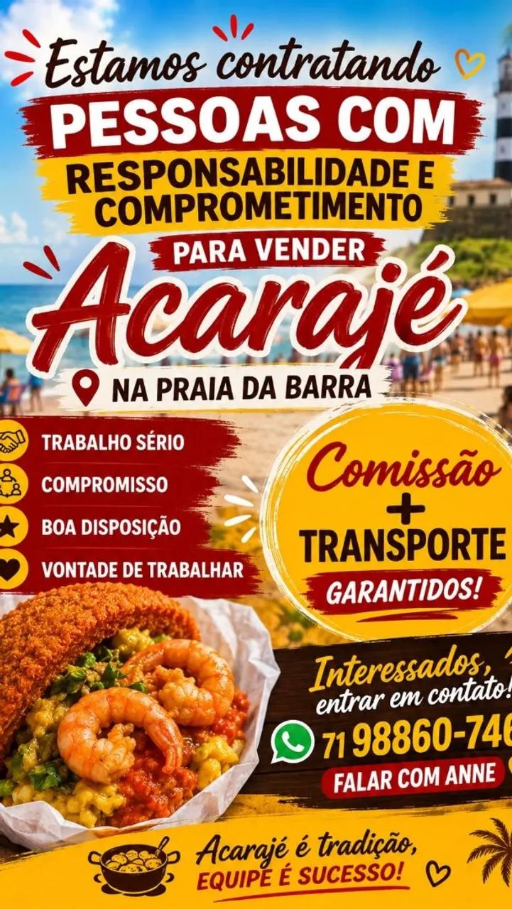 Preciso de vendendor de acaraje