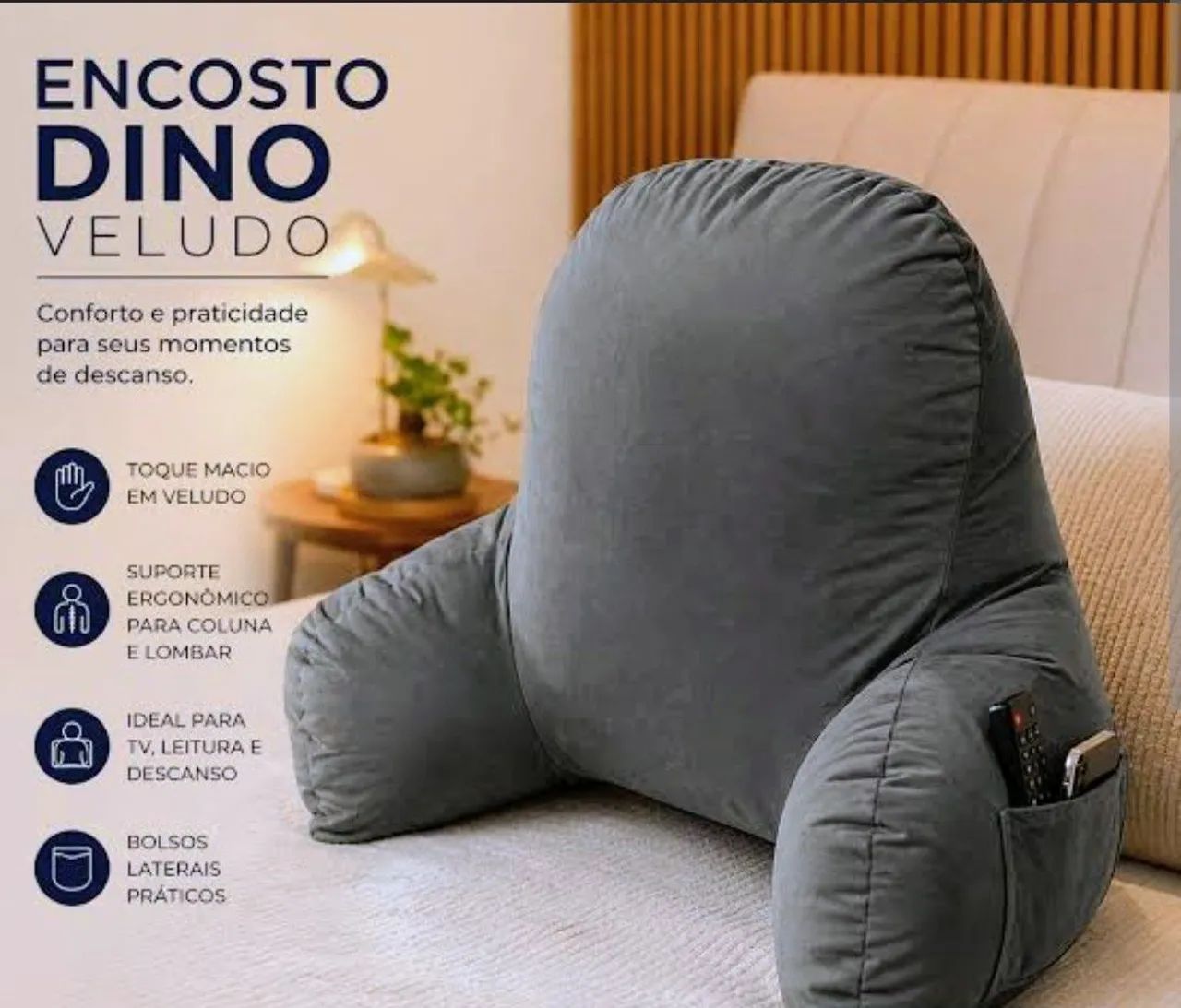 Encosto Dino Vel Cinza - Sofás e Poltronas - Janga, Paulista