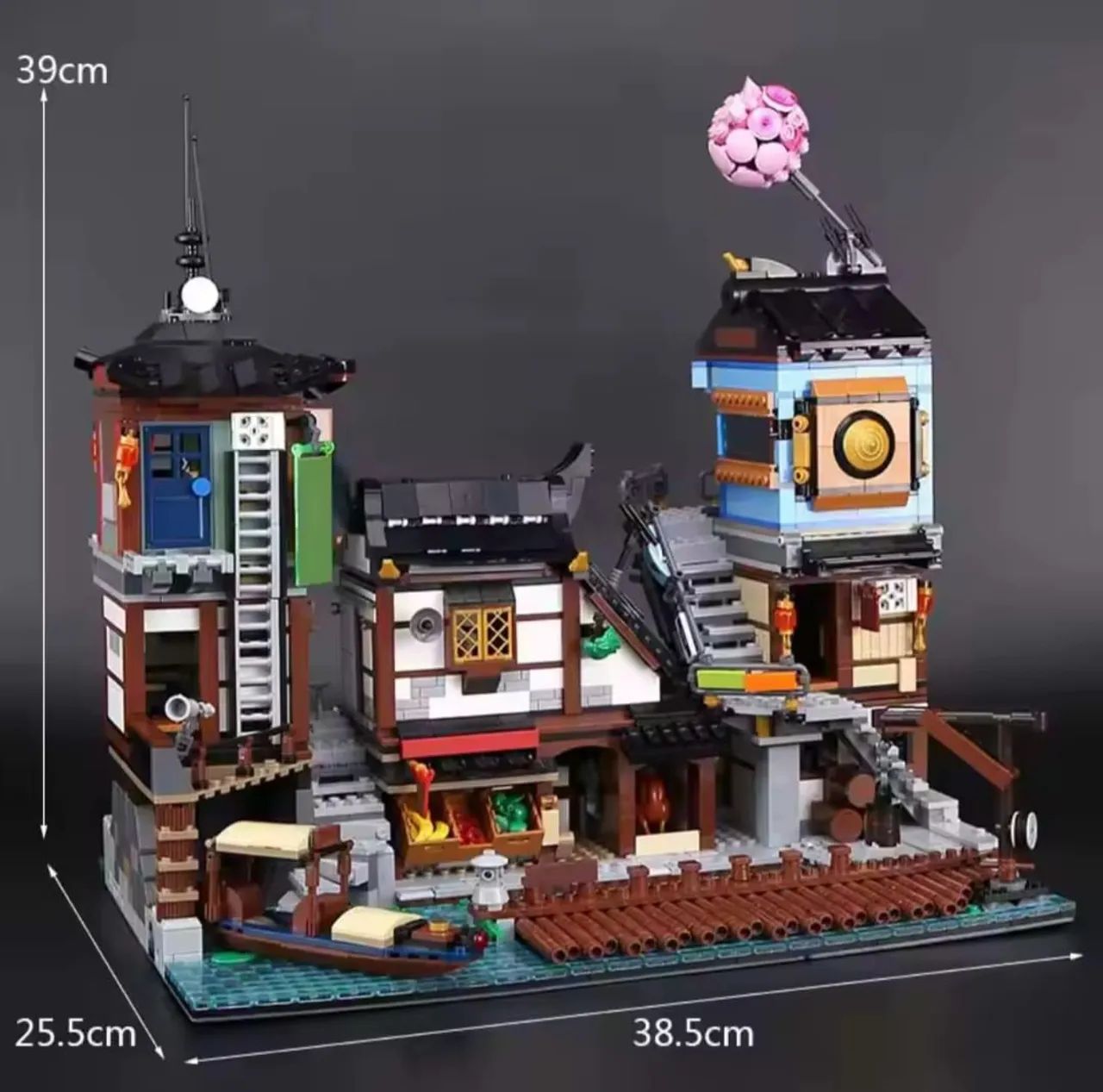 BLOCOS DE MONTAR NINJAGO CITY DOCKS 3553 PÇS 14 MINIFIGURES MARCA MEGA COMPATIVEL COM LEGO