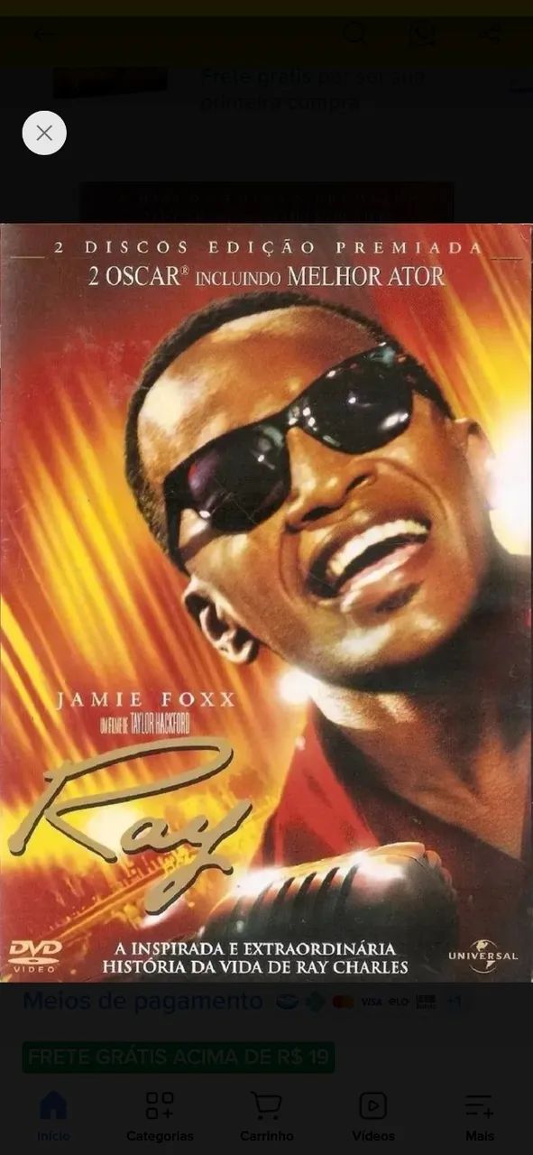 DVD Ray- A História de Ray Charles-  Duplo com Luva