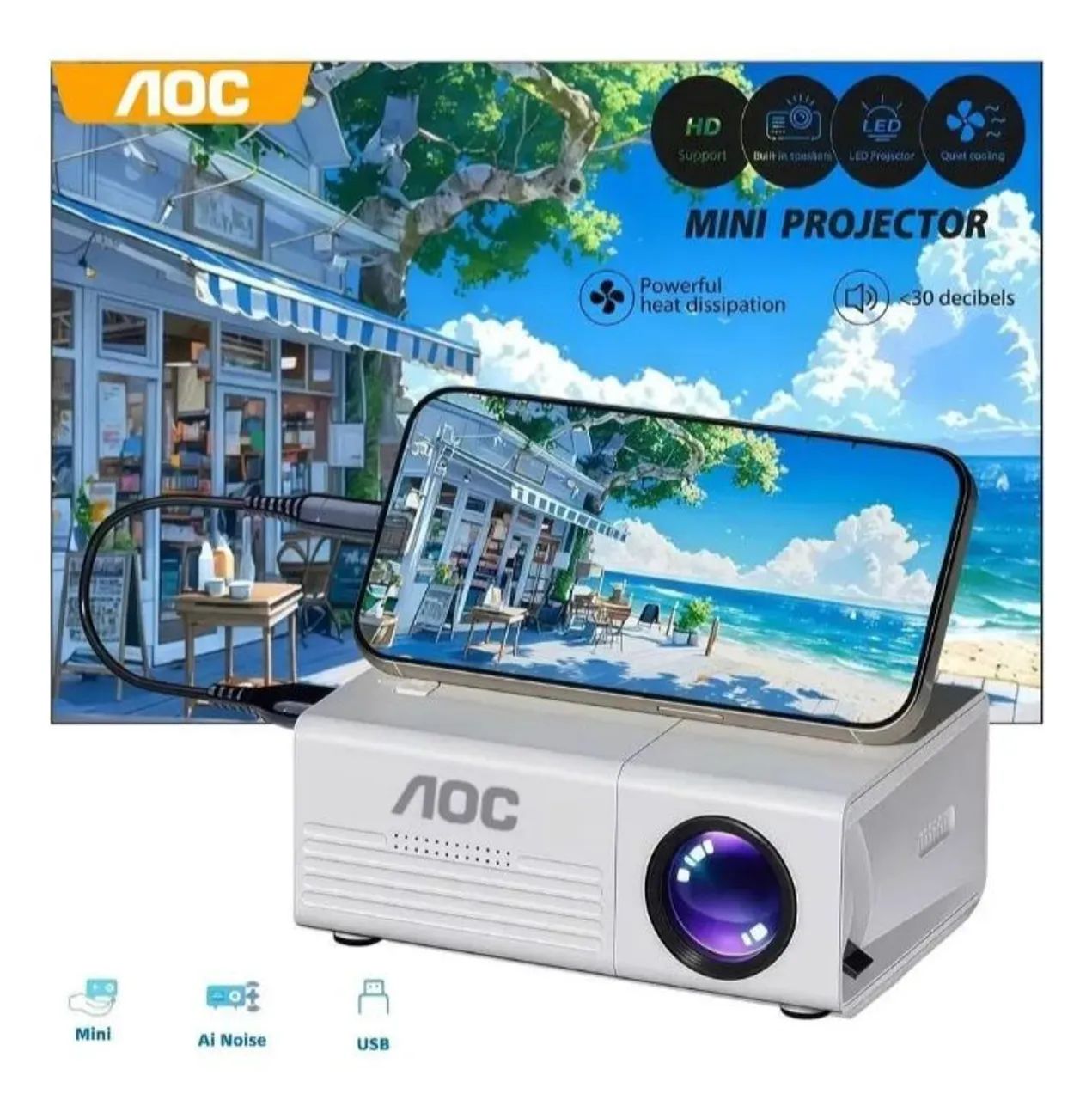 Mini projetor LED AOC Q1