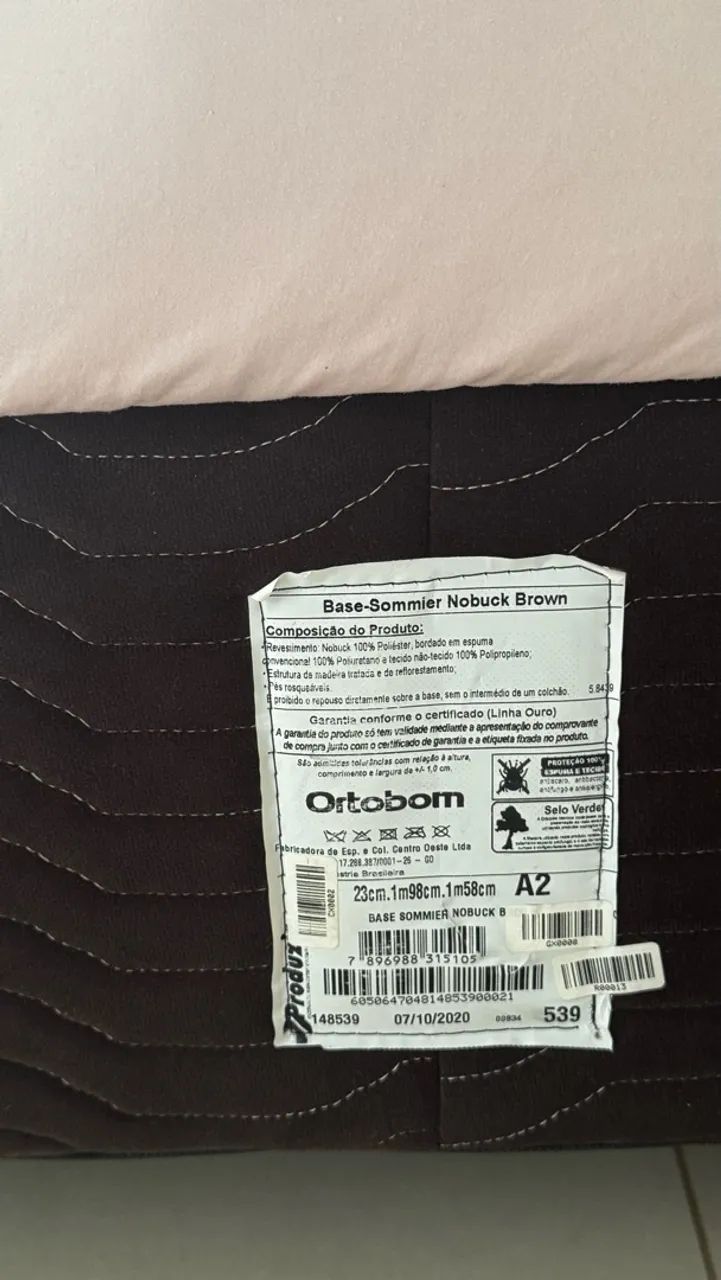 Conjunto Cama Queen Ortobom Ouro Spring + Base Box (Ótimo Estado)
