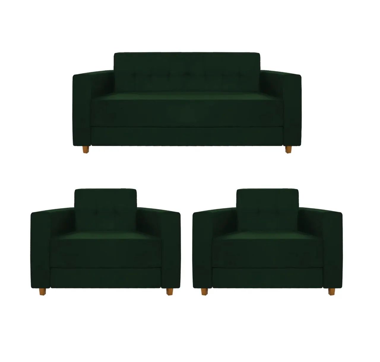 Kit Sofá 2 Lugares e 2 Poltronas Denver Suede Verde - Doce Sonho Móveis Verde - Foto 5