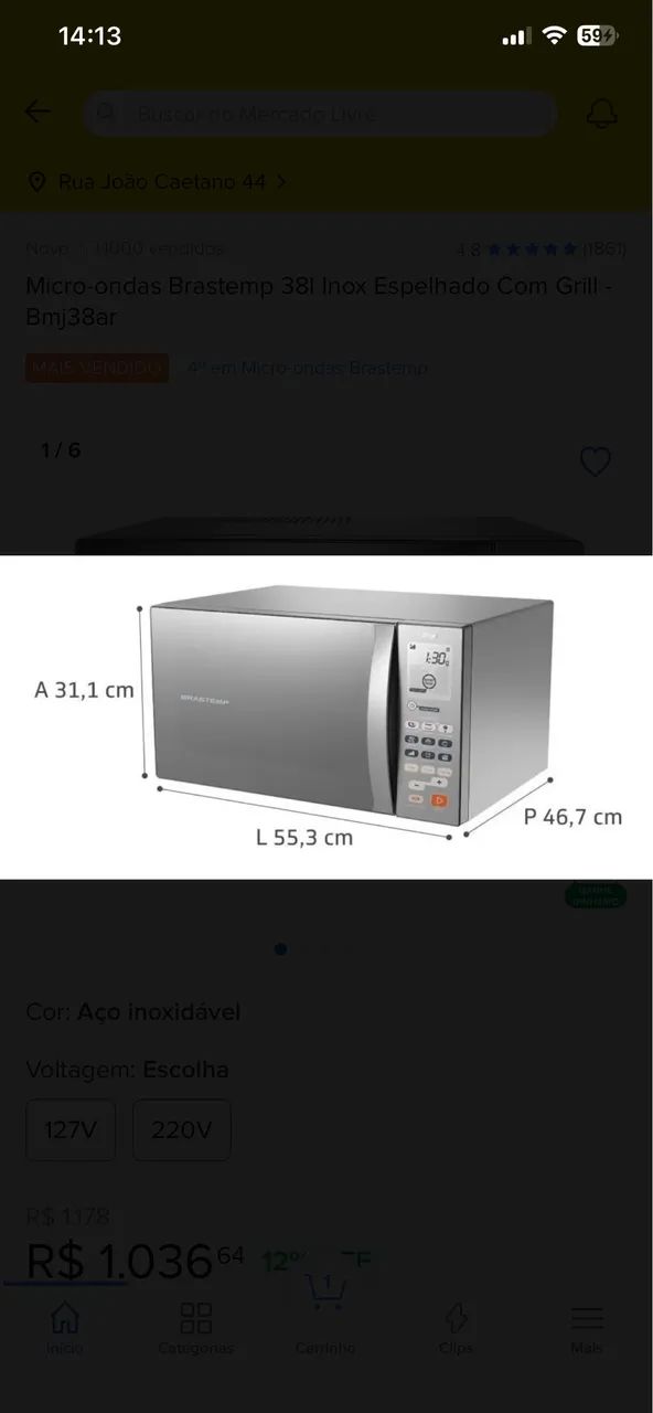 Microondas Brastemp ative inox c/ grill 38L - Foto 6