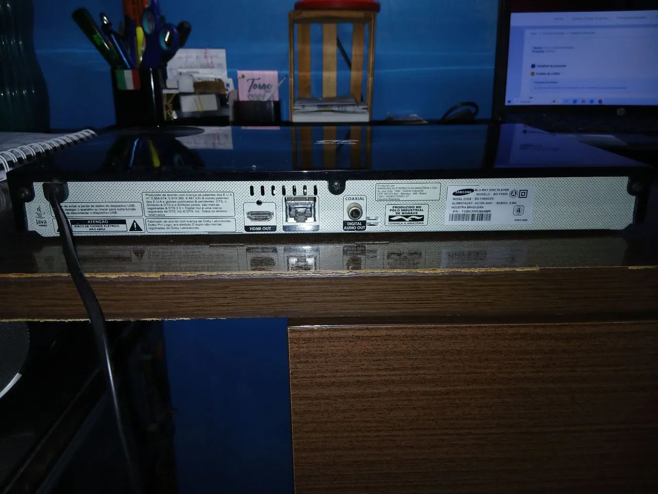 Blu-ray 3D Samsung usado com controle. - Foto 3
