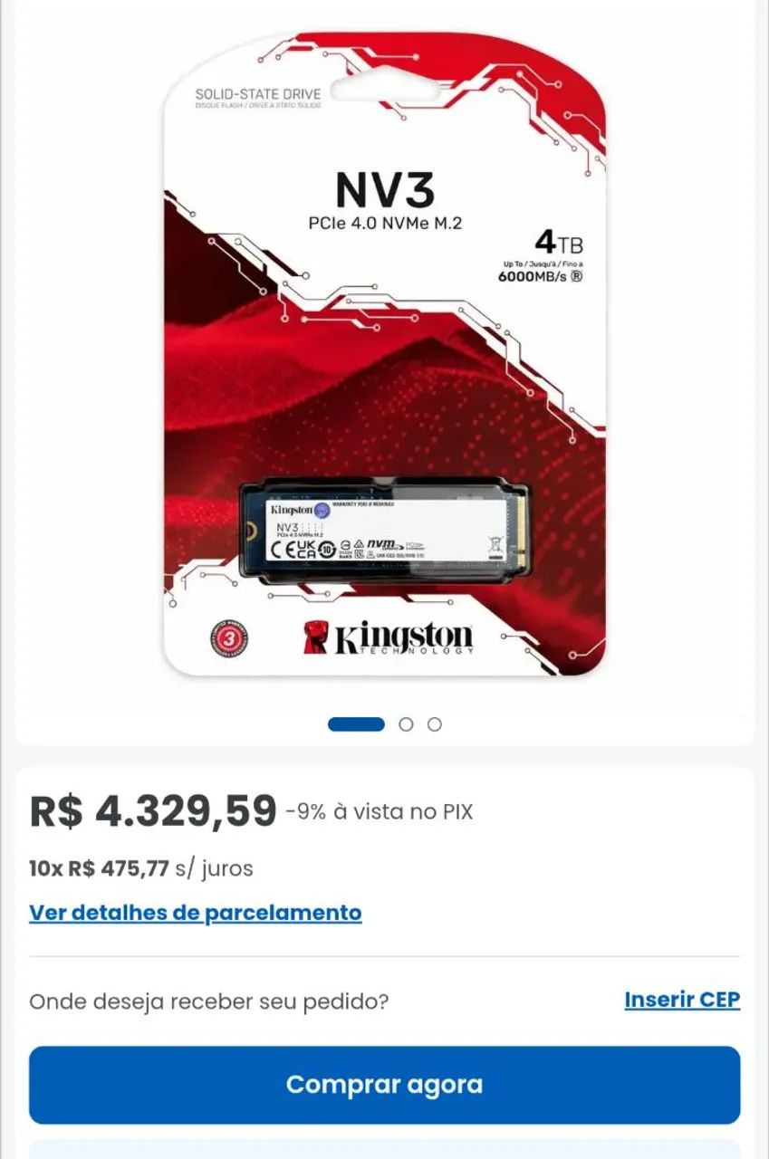 SSD nvme 4tb Kingston NV3 PCIe 4.0 PC note e PS5 - Foto 2