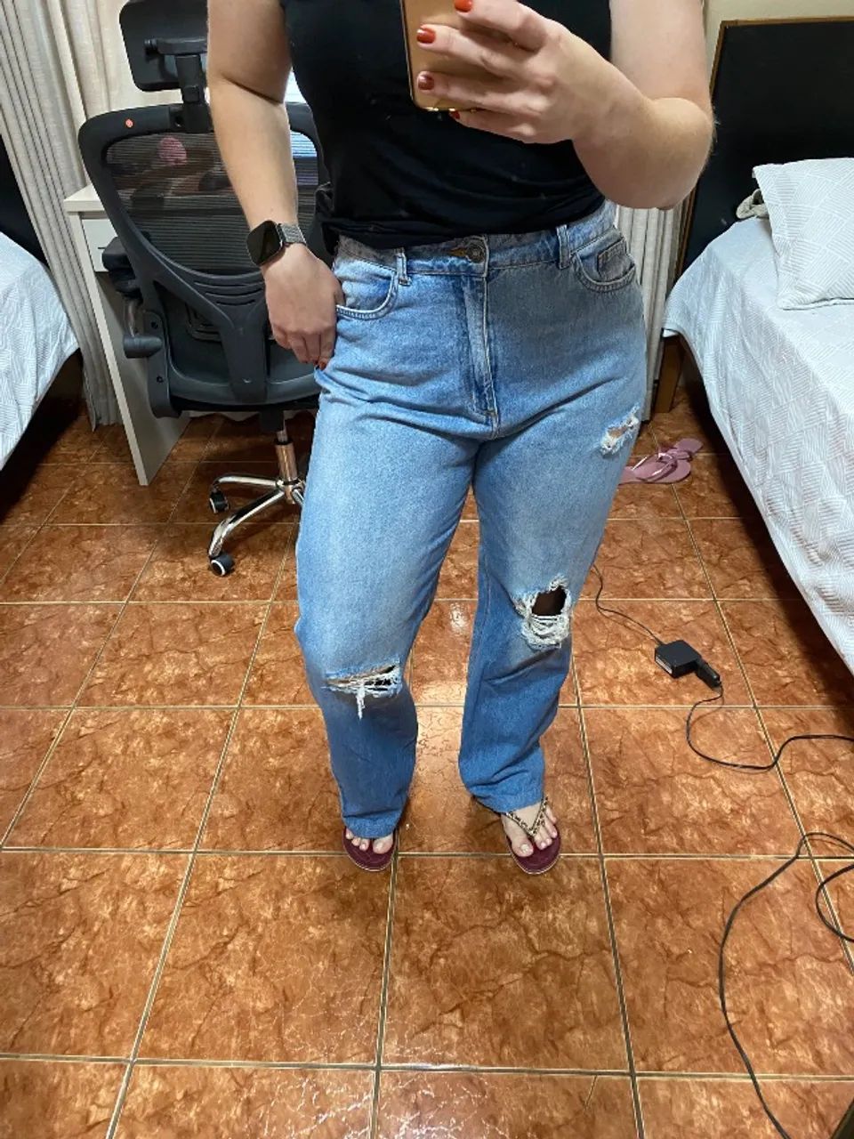 Calça jeans wide leg- pouco usada - Foto 2